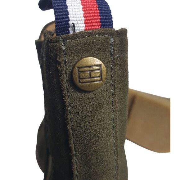 Tommy Hilfiger Mens Suede Chelsea Boots 8 Olive Green Leather Manmade Classic - Picture 8 of 9